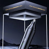 A black electric nose hair trimmer is displayed on a stand, showing its design and features.