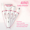 A set of four pink and white 4-in-1 Lady Shavers for painless, skin-friendly, USB rechargeable body hair removal.