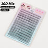 A clear plastic box containing 10D Mix curl C eyelash extensions with a natural look.