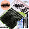 A package of Groinneya DIY spiky lash clusters for bold extensions shown next to a close-up of the lashes.