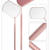 A pink professional stainless steel lash extension mirror set showing the mirror, handle, and textured grip.