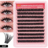 A pink tray displaying various rows of black false eyelashes for DIY segmented lash extensions.