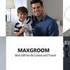 A collection of MAXGROOM products including a nose hair trimmer, a grooming kit, and men's grooming products.