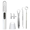 A professional ultrasonic dental tooth cleaner device shown with various tips and a cleaning head.
