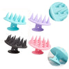 Collection de cinq brosses de massage pour la tête en silicone, de différentes couleurs (bleu, violet, noir, rose et bleu cla
