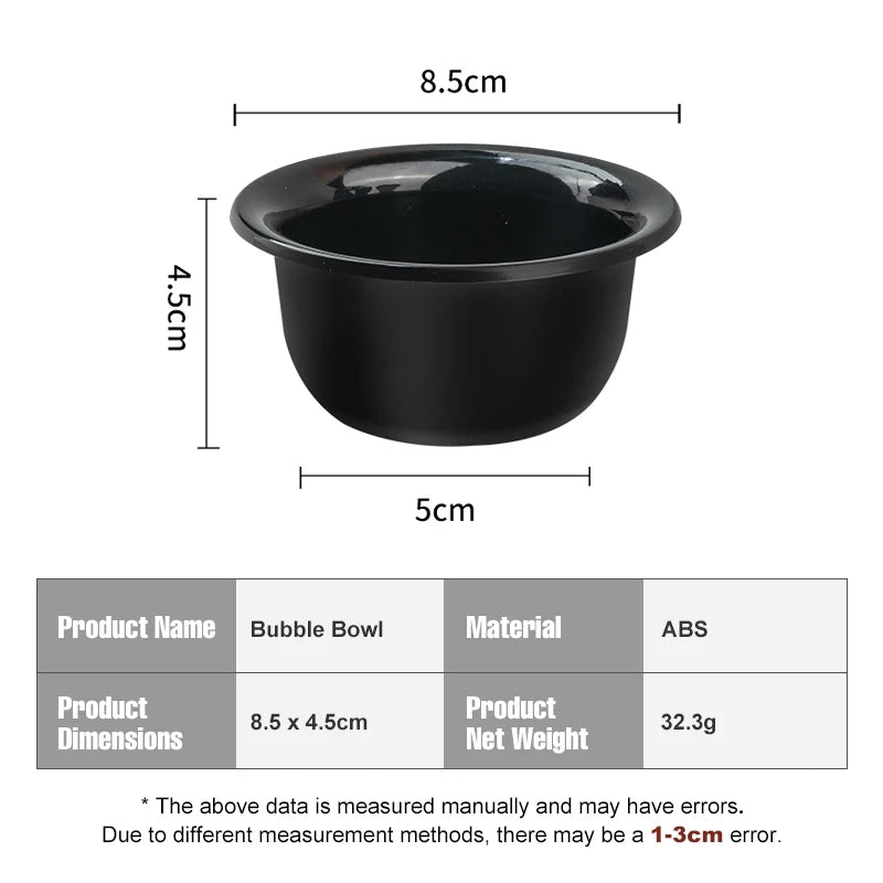Black ABS bubble bowl used for shaving or cosmetic purposes
