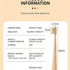A wooden bamboo toothbrush with a long handle and bristles, shown next to measurements.