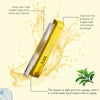 Un aplicador de aceite para uñas amarillo con gotas de agua, ilustrando sus beneficios para uñas brillantes y reducción de ro