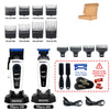 A set of Rosyous professional electric hair clippers and blades with various sizes and accessories.