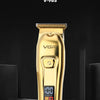 A gold VGR V-965 professional hair trimmer is shown against a black background.