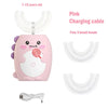 Pink charging cable and three brush heads for a kids sonic electric toothbrush.