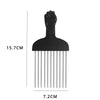 A black dual-sided hair braiding brush with 15.7cm length and 7.2cm bristles.