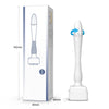 A white adjustable microneedle set with a long needle and applicator shown next to its packaging box.
