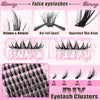 A display of various false eyelashes including volume, natural, and thin band styles.