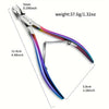A pair of professional stainless steel nail and cuticle clippers with a purple and pink gradient finish.