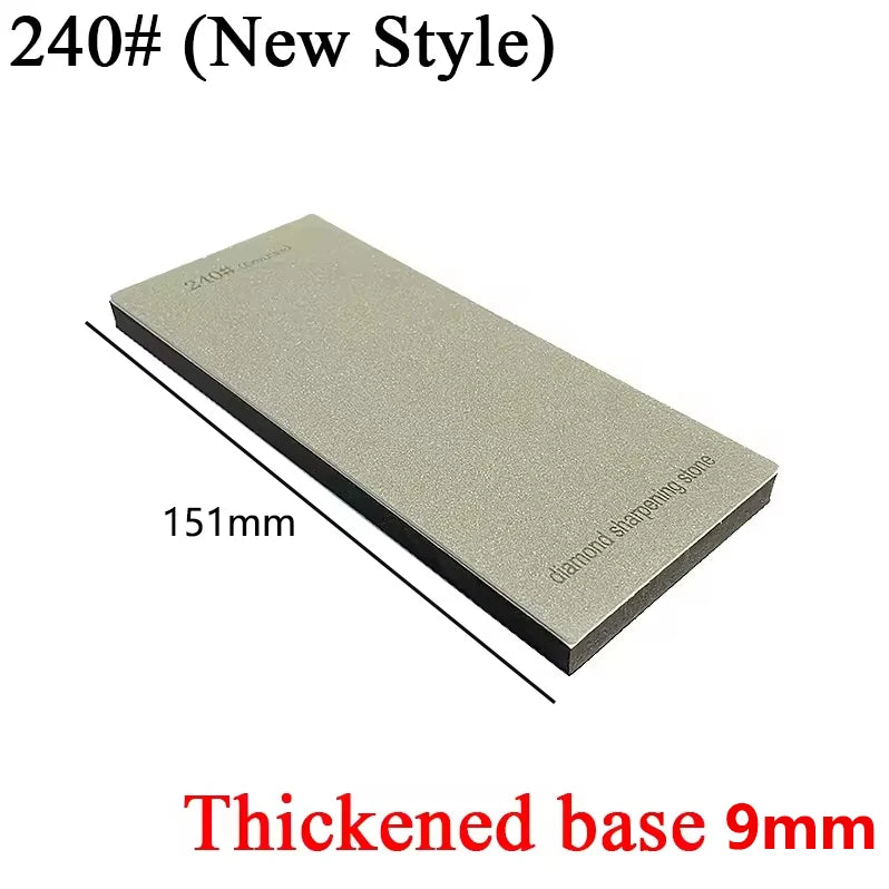 A rectangular, light gray leather sharpening stone with a 9mm thickened base and a diamond sharpening stone surface.