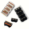 A set of six replacement razor heads for a fusion-style razor, shown in clear and black plastic packaging.