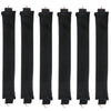 A set of black heatless hair curler curling rods displayed vertically.