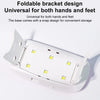 A white foldable bracket design universal for both hands and feet, featuring a snap design for convenient storage.
