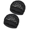 Black mesh satin wrap cap bonnet for hair and sleeping