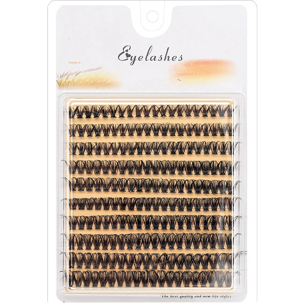 A package of DIY fan-shaped mink cluster lashes showing various lash styles and lengths.