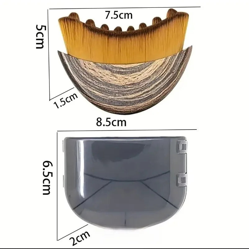 A facial massage brush featuring a wooden comb and a smooth, curved silicone applicator for contouring.
