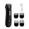 A black precision LED hair removal trimmer with a detachable head and charging cable.