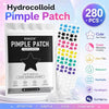 Pack of 280 star-shaped hydrocolloid pimple patches in various colors for acne treatment