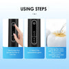 Three steps showing how to use a black sonic electric toothbrush with various cleaning modes.