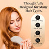 A woman is using an anti-static detangling comb with scalp massage tips on her hair.