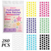 Pack of 280 multicolor star hydrocolloid acne patches for skin care