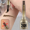 A brown eyebrow pencil labeled KAFURUX with a gold-colored tip shown next to a hand.