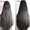Before and after comparison of hair split ends using a professional dry hair trimmer