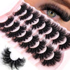 A close-up of natural mink striped false eyelash extensions applied to an eye.