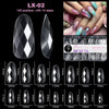 Diverses tailles (14) de pointes de ongles en acrylique LX-02, montrant différentes longueurs et formes.