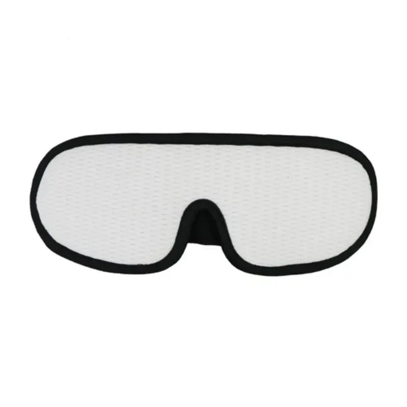 A white and black comfortable 3D sleeping eye mask for sleep.