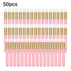 A set of 50 eyelash extension cleaning brushes with pink handles and gold accents.