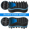 Black double-sided afro hair styling kit featuring a twist comb, curling sponge, and styling gloves.