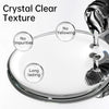 Flacon en verre transparent de vernis de renforcement des ongles avec texture cristalline et étiquettes indiquant l'absence d