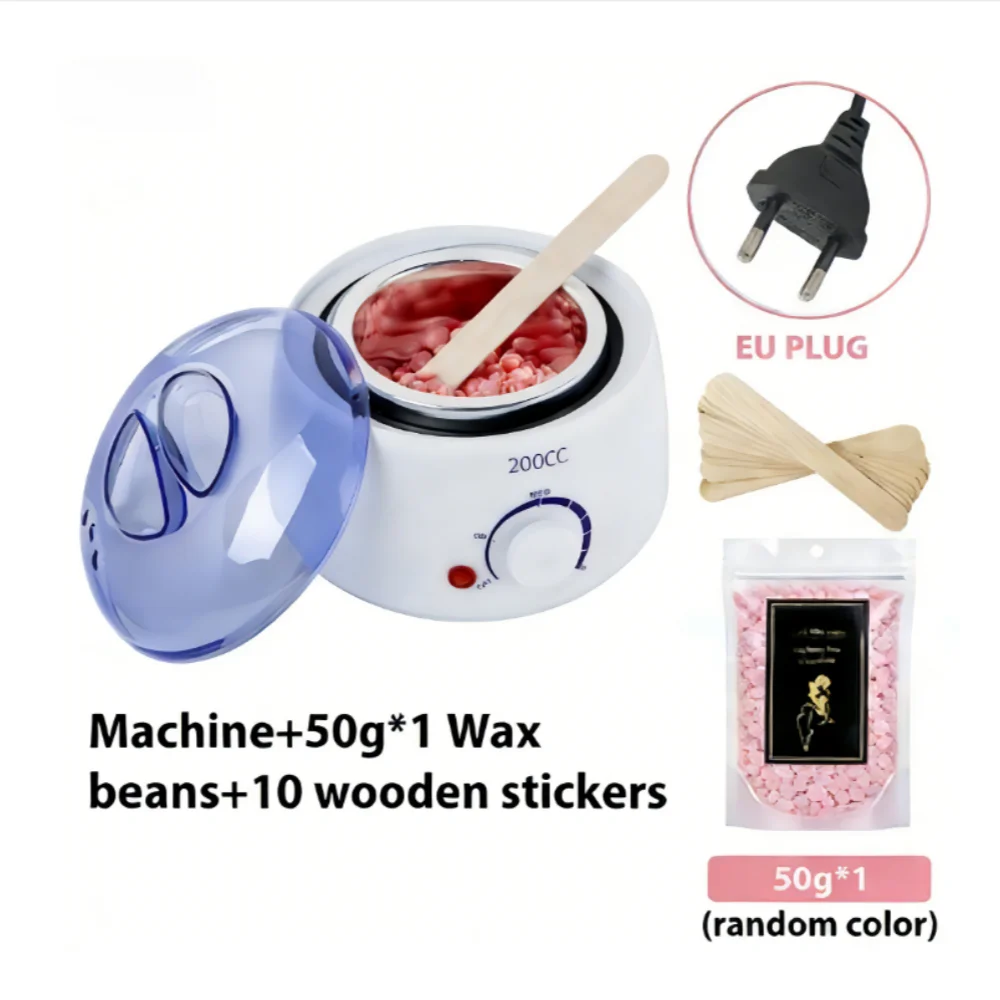Weiße Wachshitzmaschine mit Glasgefäß, Holzstäbchen und Zubehör zum Herstellen von Kerzen.