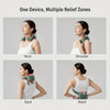 A 4D Bionic Massager device is shown being used on the neck, shoulder, back, and waist areas of a woman.