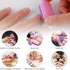 A set of pink and purple nail buffing blocks used for manicure, pedicure, and pet grooming.