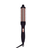 Plancha de cabello de cerámica negra profesional con barril fino y elemento calefactor.