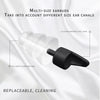 Primer plano de auriculares de silicona de varios tamaños, mostrando el anillo de sujeción y las tapas cerradas.