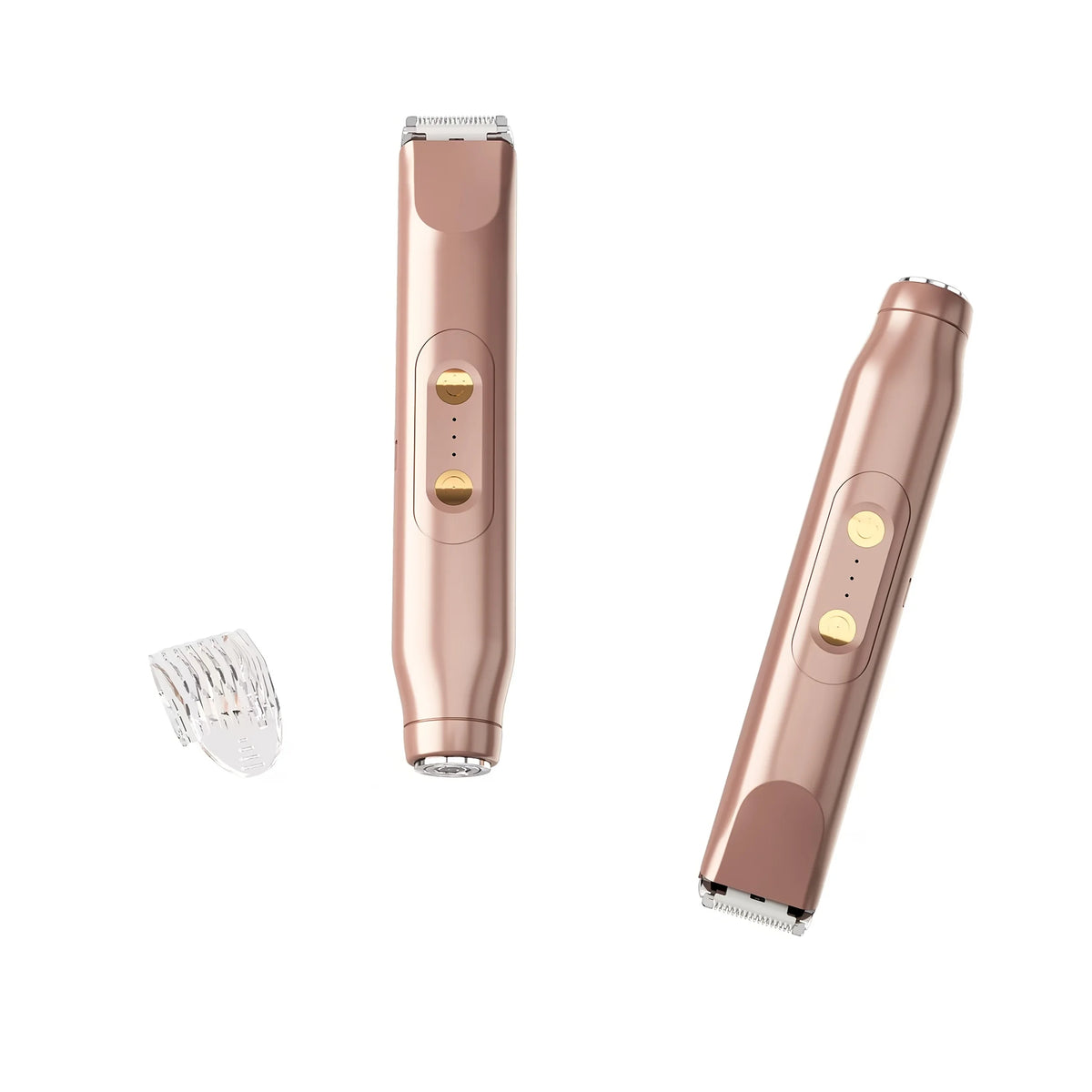 A pink portable electric shaver epilator with a detachable shaving head shown in a vertical orientation.