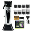 A professional rotary hair trimmer kit showing various blades and a main unit for hair grooming.