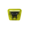 A yellow plastic housing for a precision electric shaver replacement blade.