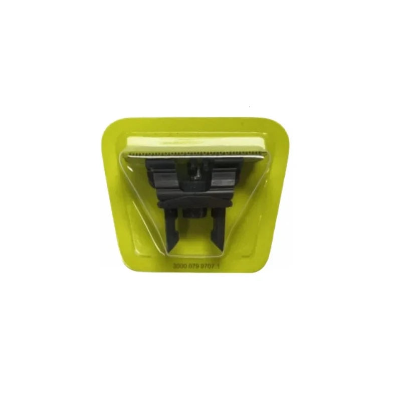 A yellow plastic housing for a precision electric shaver replacement blade.