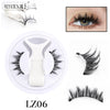 A set of magnetic mink false eyelashes shown in various applications and close-ups.
