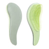 A light green detangling scalp massage hairbrush shown from the side.